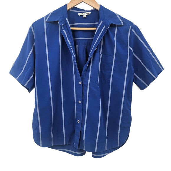 Madewell Oversized Boxy Button-Up Poplin Shirt in Pure Blue, Size XS - Picture 6 of 14